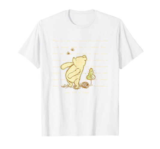 Disney Winnie the Pooh And Bees Quote Cute Big Chest Logo T-Shirt