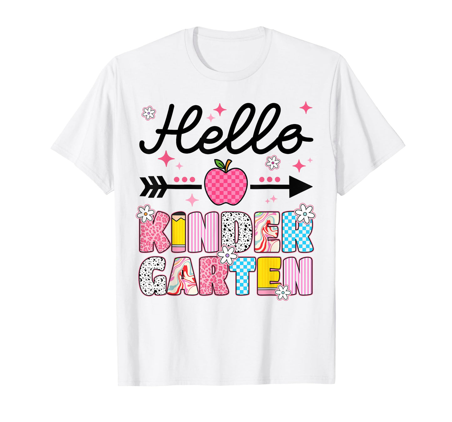 Hello Kindergarten Apple First Day Of School Teachers Girls T-Shirt