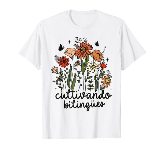 Cultivando Bilingues Dual Language Crew Bilingual Teacher Men Women Girls Kids T-Shirt