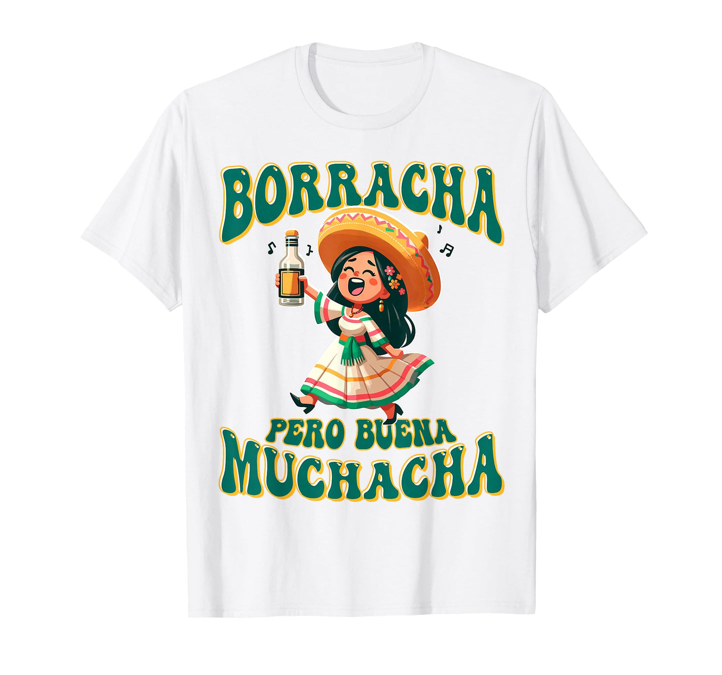 Borracha Pero Buena Muchacha Funny Women Retro T-Shirt