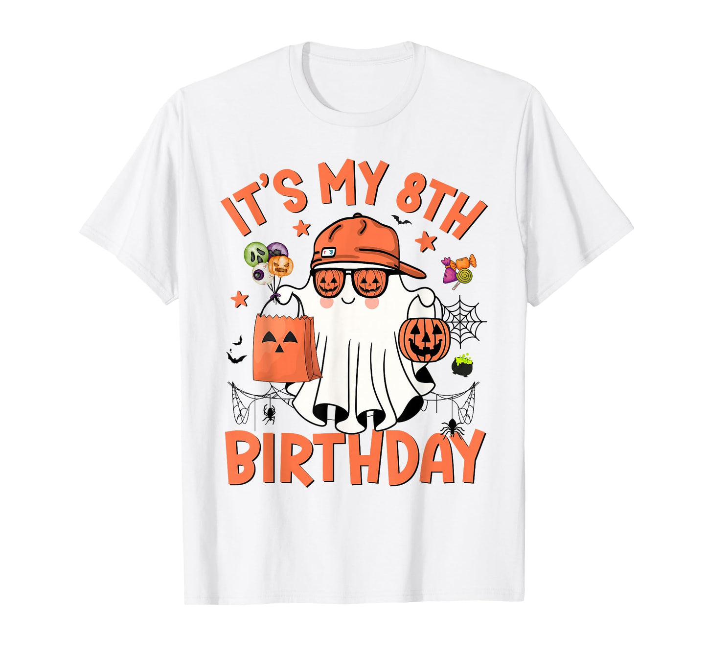 It's My 8th Birthday Funny Halloween Ghost Boo 8th Bday Boy T-Shirt