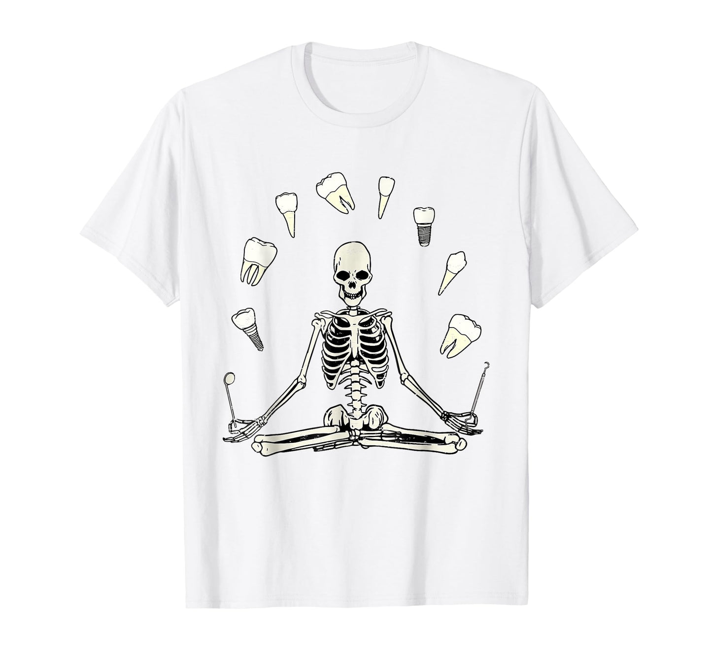 Funny Skeleton Yoga Dental Hygienist Tooth Dentist Halloween T-Shirt