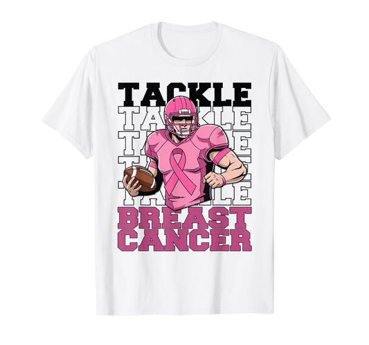 Tackle Breast Cancer Awareness American Football Women Kids T-Shirt