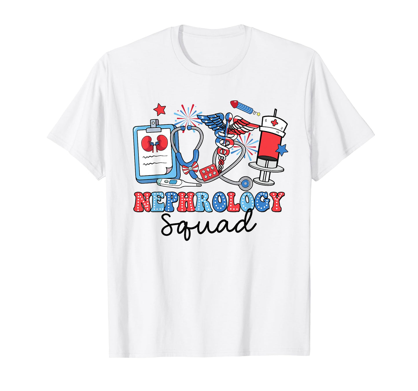 Retro Nephrology Squad USA Flag Nephrology Nurse 4th Of July Women Men T-Shirt