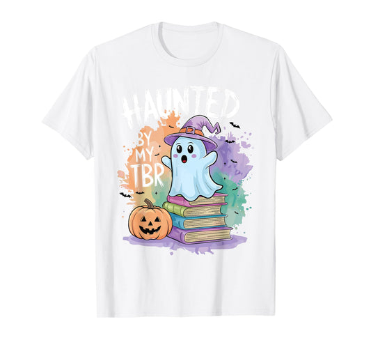 Haunted By My TBR Funny Book Lovers Ghost Halloween Bookworm T-Shirt