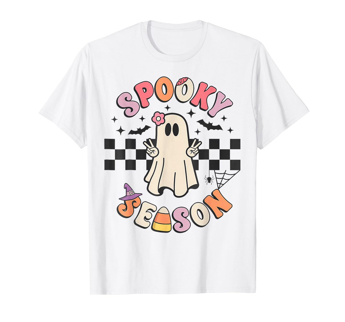 Spooky Season Retro Happy Halloween Ghost Women Toddler Girl T-Shirt