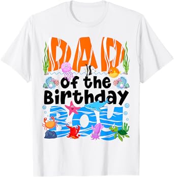 Dad Under Sea Birthday Party Boys Ocean Sea Animals Themed T-Shirt
