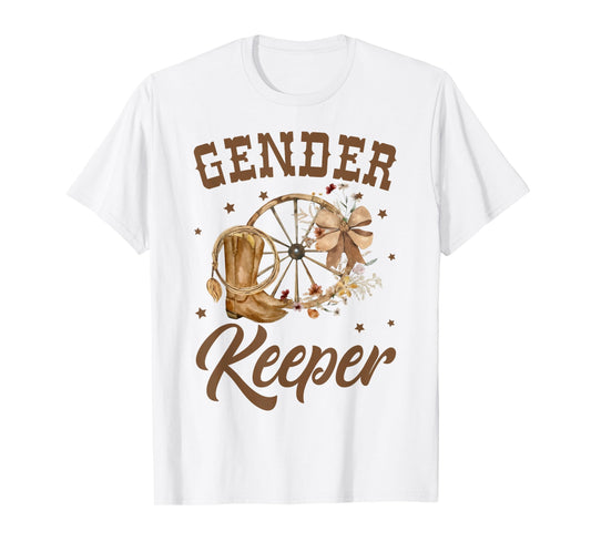 Boots or Bows Gender Reveal Decorations Keeper of the Gender T-Shirt