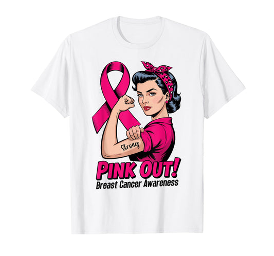 Pink Out Breast Cancer Awareness Month Strong Survivor Nurse T-Shirt