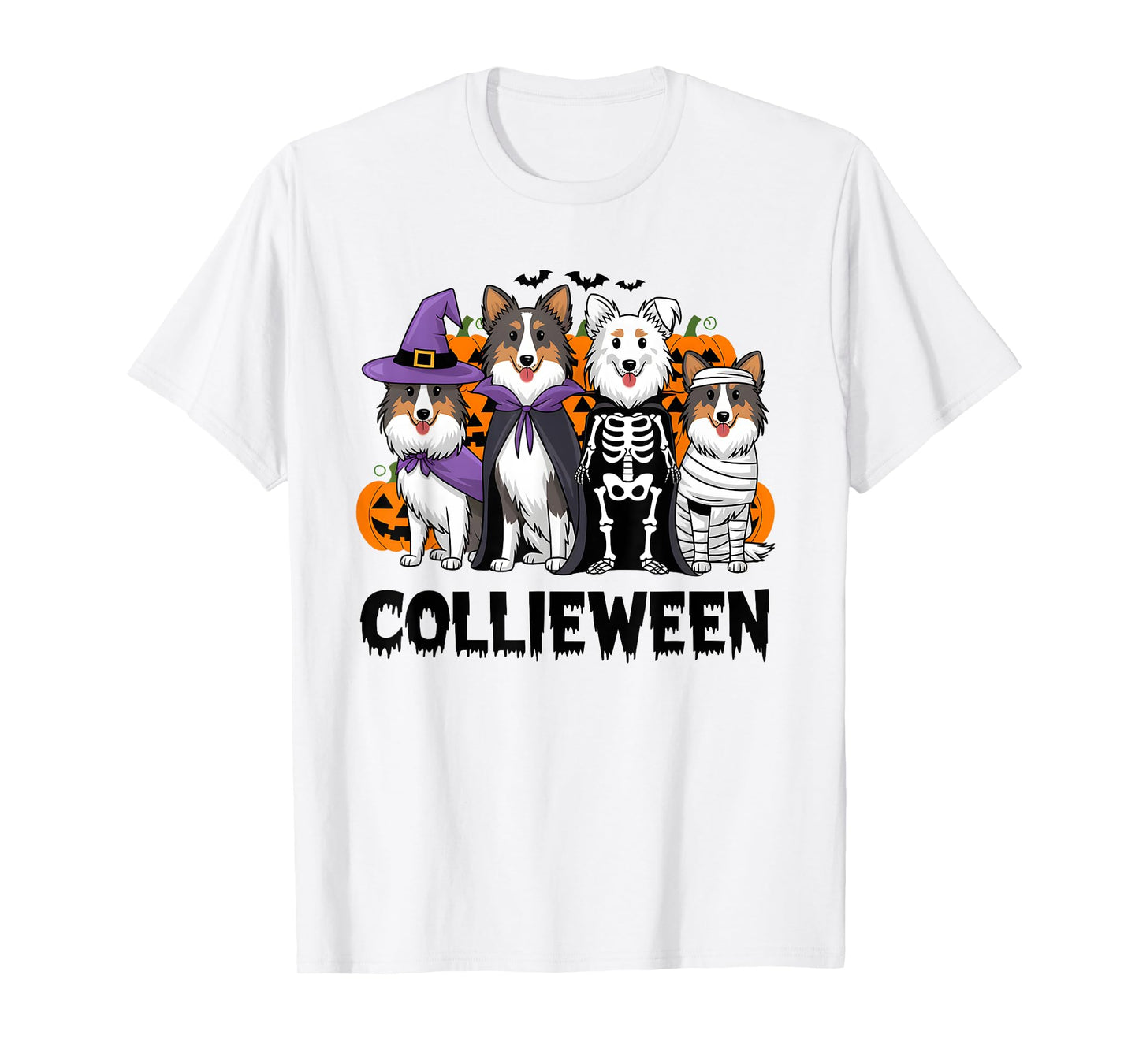 Funny Halloween Rough Collie Dog Lover Collieween Pumpkin T-Shirt