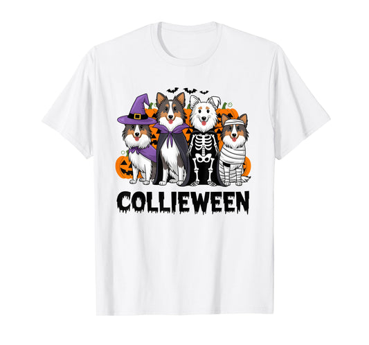Funny Halloween Rough Collie Dog Lover Collieween Pumpkin T-Shirt