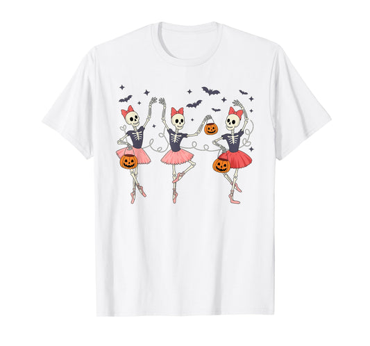 Ballet Pumpkin Skeleton Dance Halloween Men Women Boys Girl T-Shirt