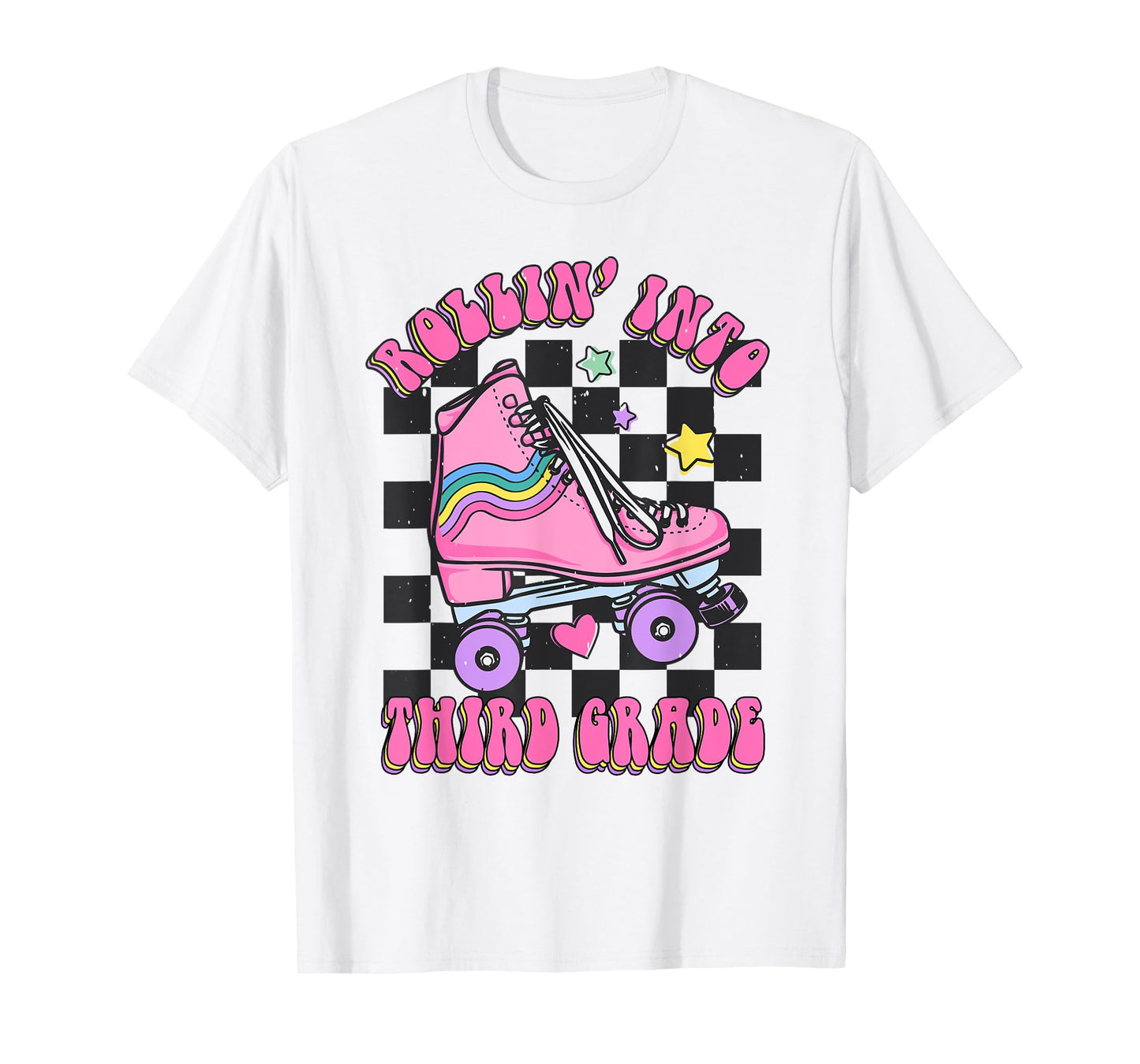 Kids Back To School Skating Rollin Into Third 3rd Grade T-Shirt