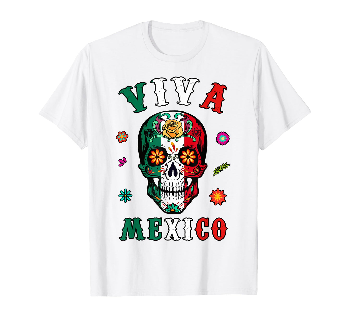 Viva Mexico-Shirt Mexican Flag Skull Women Men Boy Outfit T-Shirt