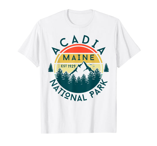Acadia National Park Maine Mountains Nature Hiking Retro T-Shirt