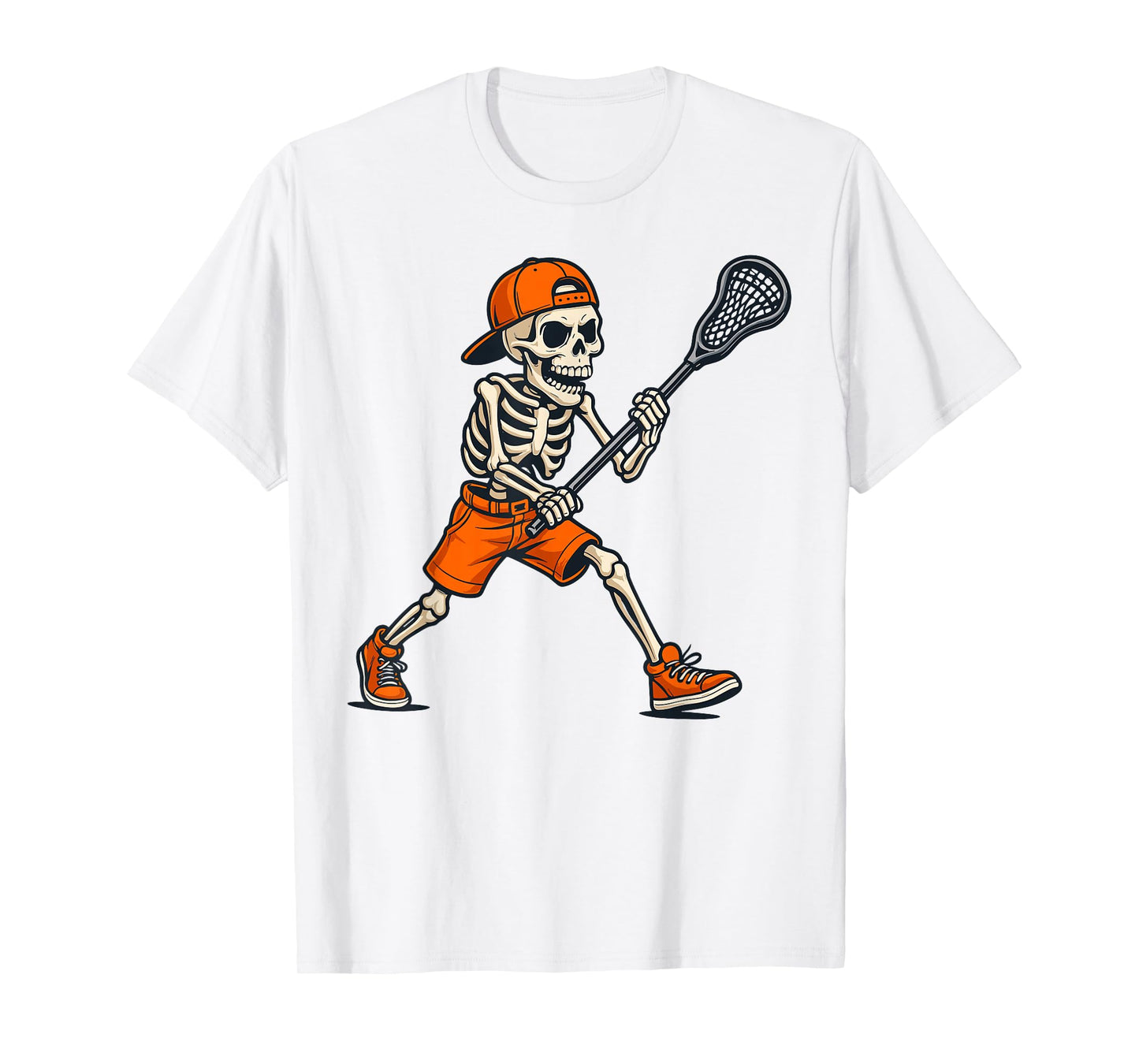Funny Skeleton Lacrosse Halloween Boys Men Kids T-Shirt