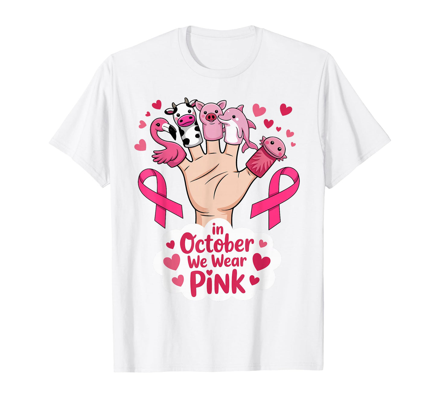 in October We Wear Pink Breast Cancer Awareness Month Kids T-Shirt