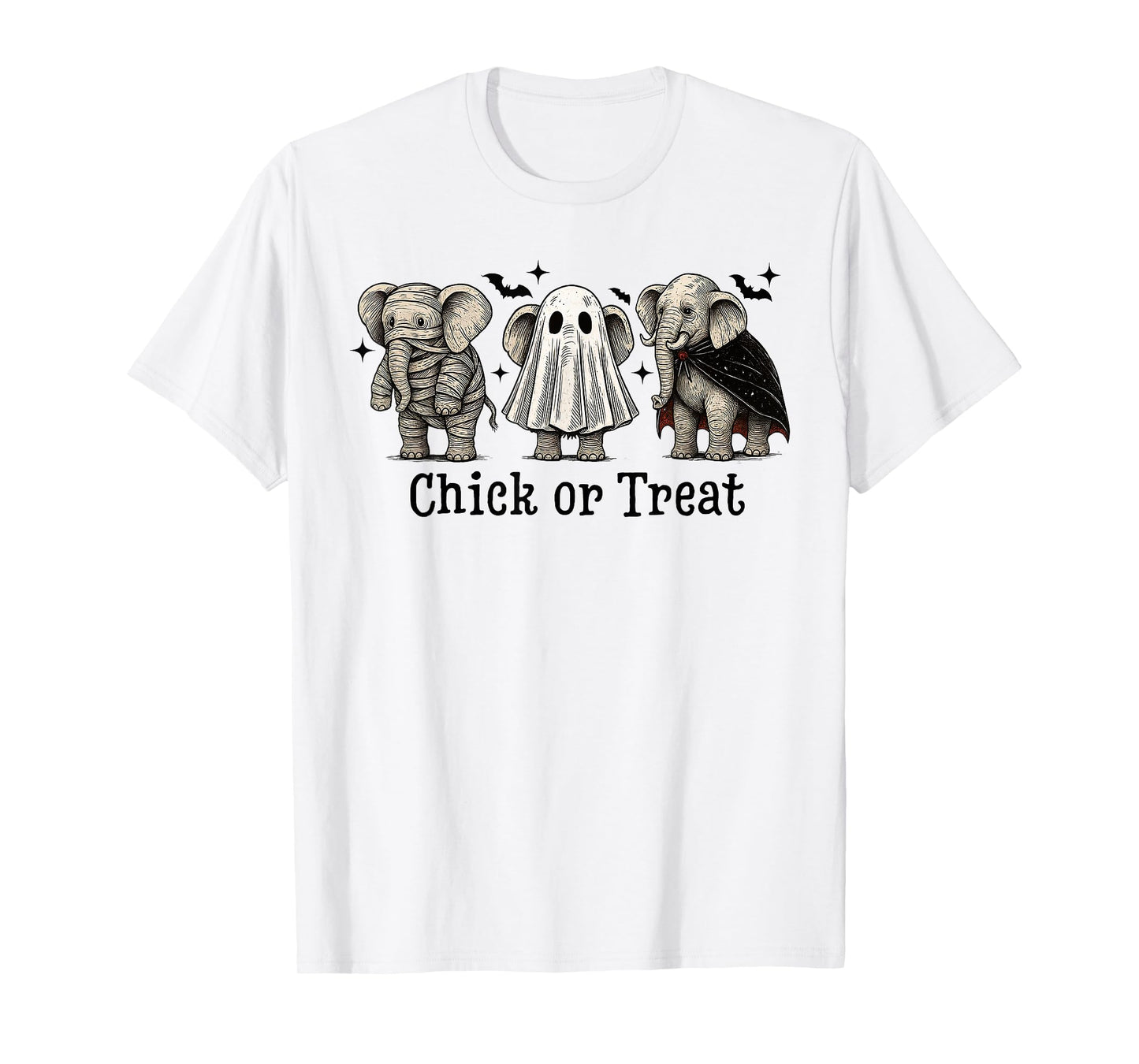 Chick Or Treat Elephant Ghost Spooky Skeleton Halloween Kids T-Shirt