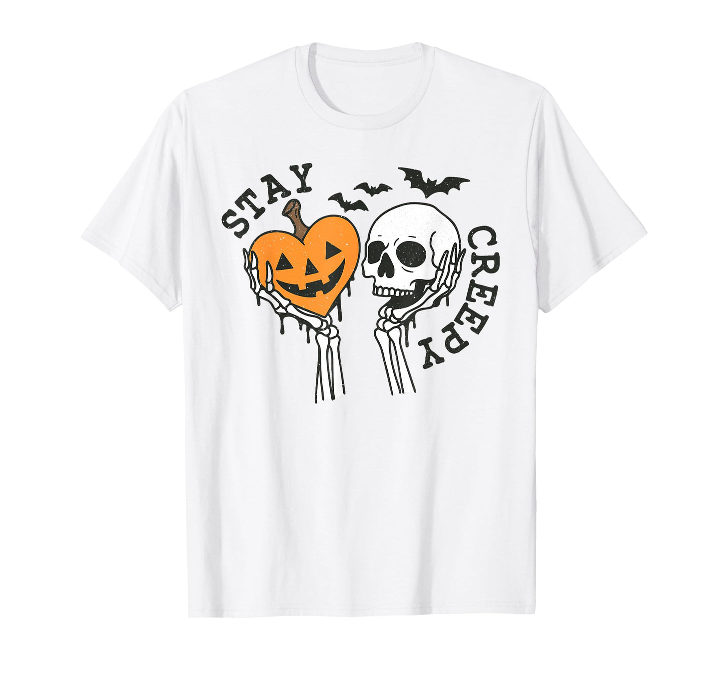 Stay Creepy Dripping Heart Halloween Skeleton Hand Spooky T-Shirt