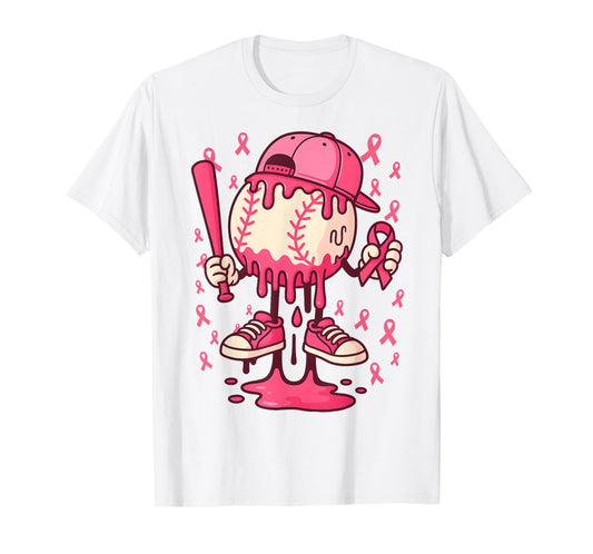Baseball Drip Ice Cream Breast Cancer Awareness Boys & Girls T-Shirt