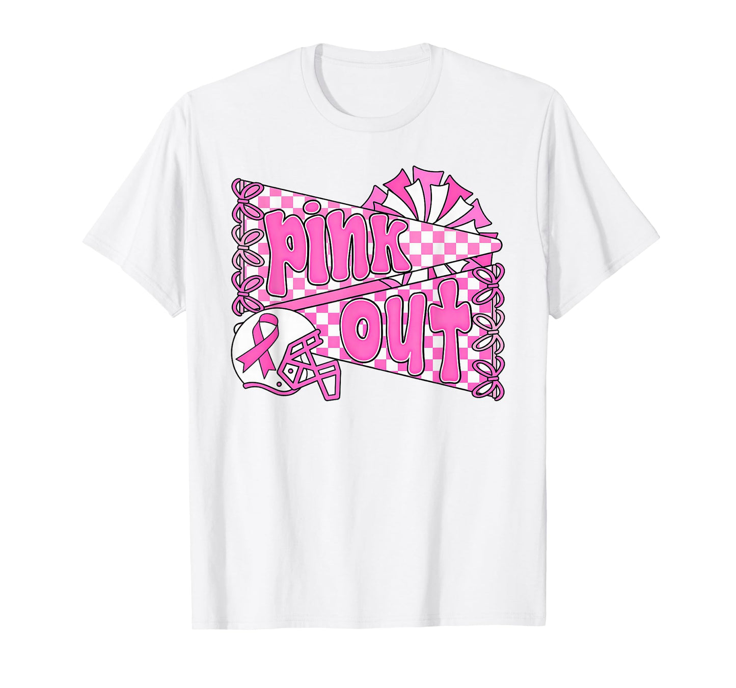 Cheer Pennants Pink Out Football Breast Cancer Awareness T-Shirt