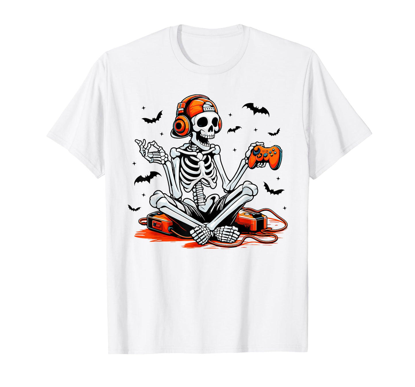 Halloween Skeleton Gamer Funny Video Gaming Halloween Gaming T-Shirt