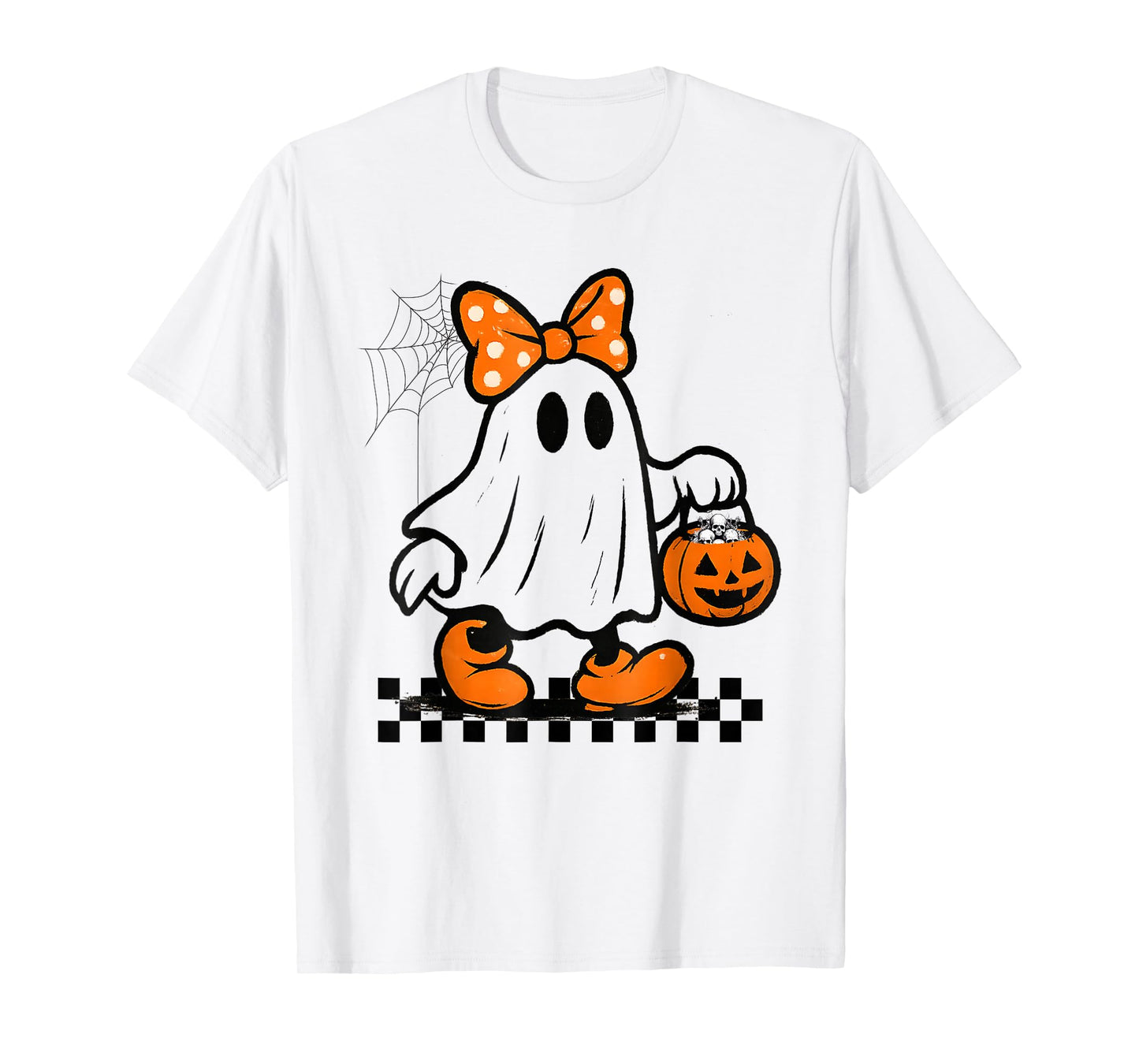 Spooky Season Retro Ghost Creepy Holding Pumpkin Halloween T-Shirt