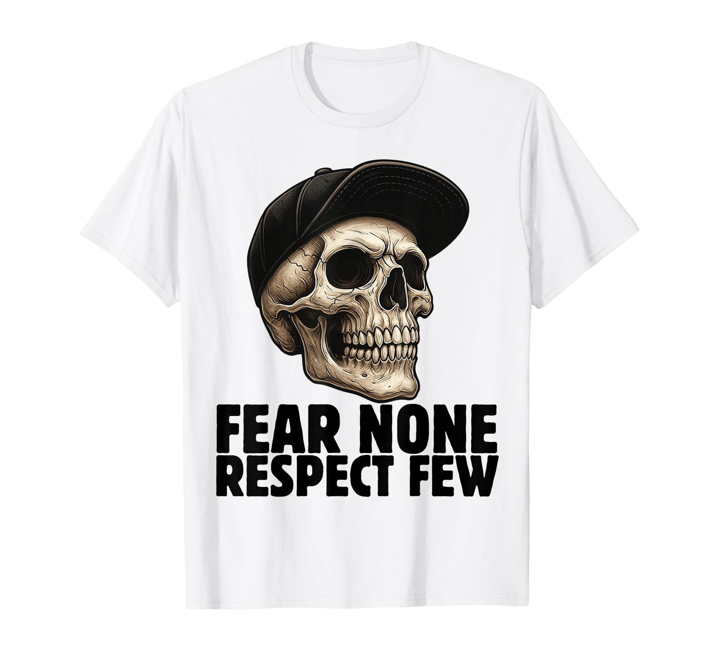 Skull in Cap Street Style Urban Art Skeleton T-Shirt