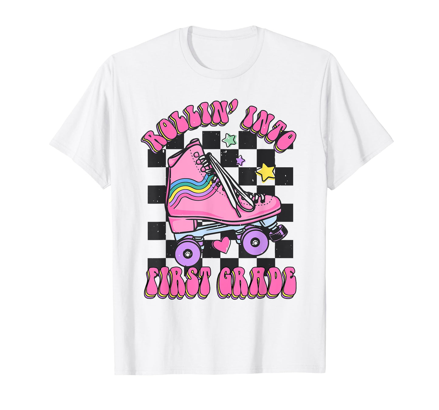 Kids Back To School Skating Rollin Into First 1st Grade T-Shirt