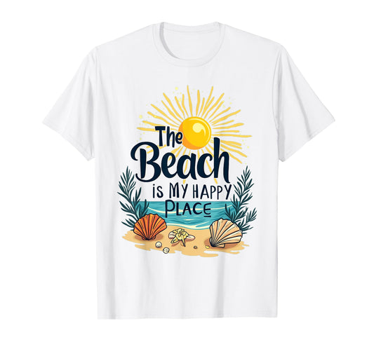 Beach Shirt Women The Beach is My Happy Place Casual Summer T-Shirt