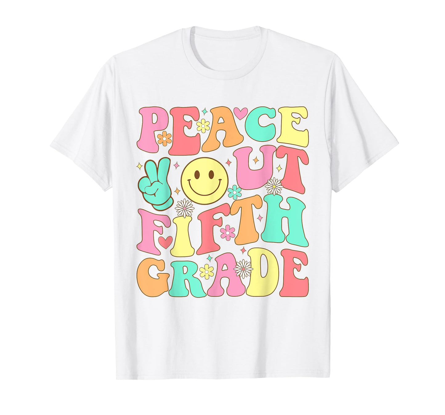 Peace Out Fifth Grade Groovy 5th Grade Last day of school T-Shirt