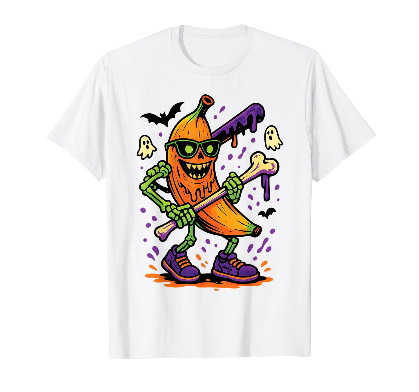 Funny Spooky Banana Skeleton Halloween Kids Youth Boys Girls T-Shirt