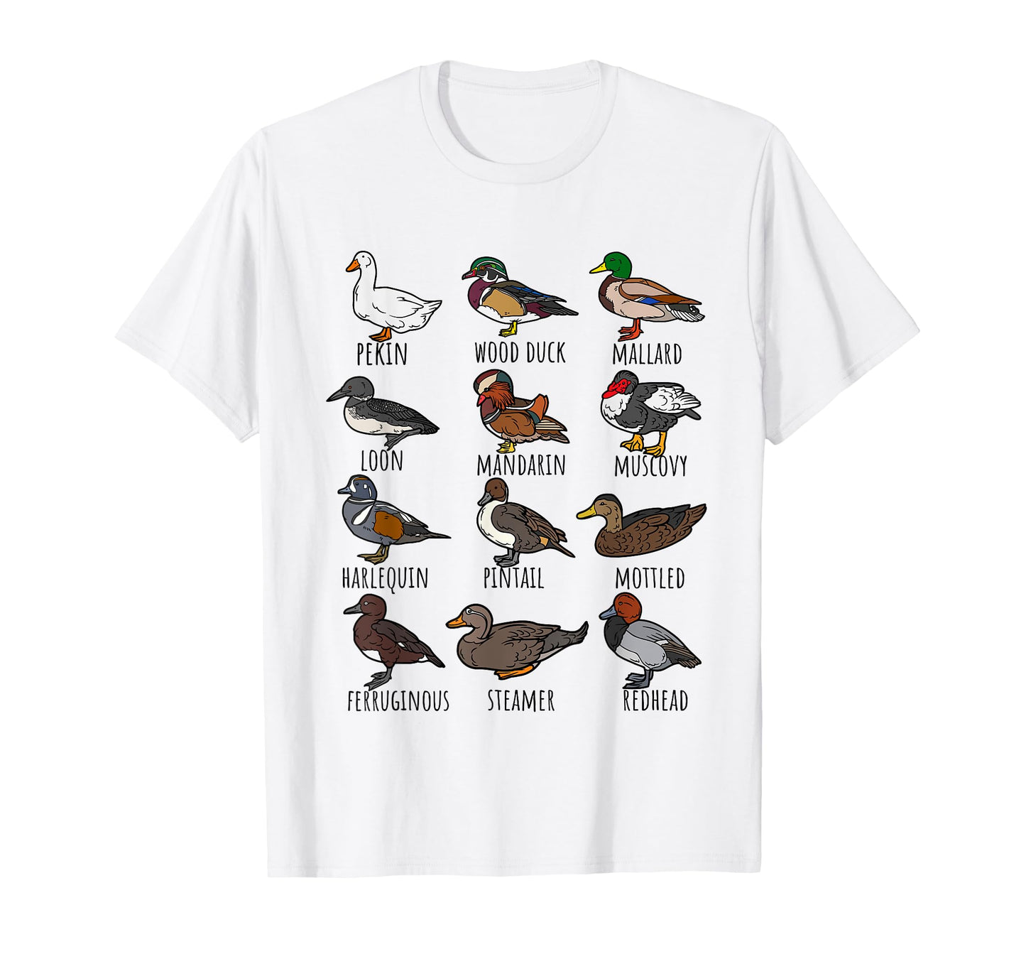 Cute Duck Waterfowl Animal Species Types,Duck Wildlife Lover T-Shirt