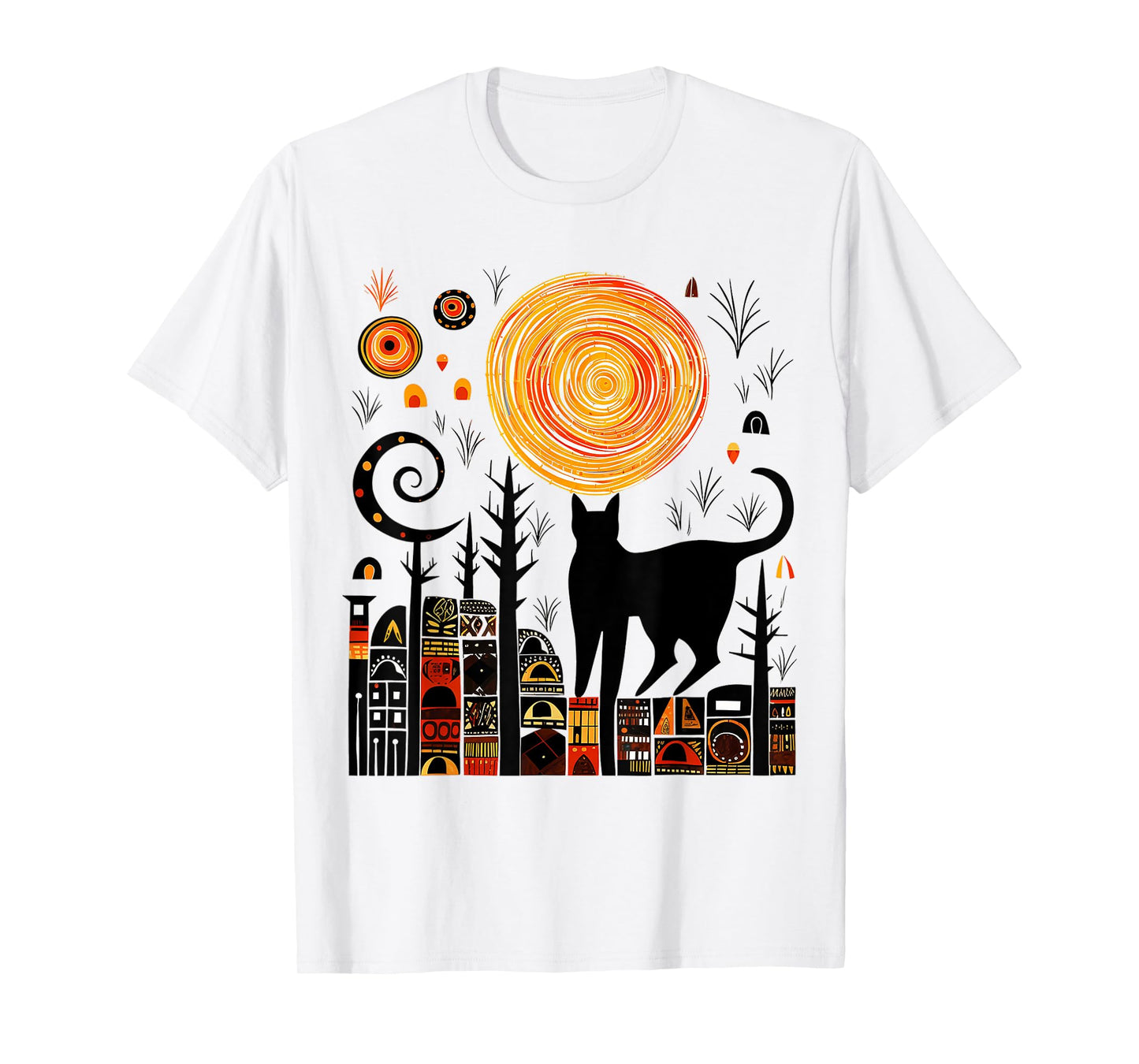 Nature Geometric Cat Art Abstract Polygon Graphic Nature T-Shirt for Men Women Kids