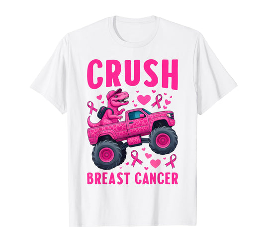 Crush Breast Cancer Awareness Monster Truck Toddler Boy Kids T-Shirt