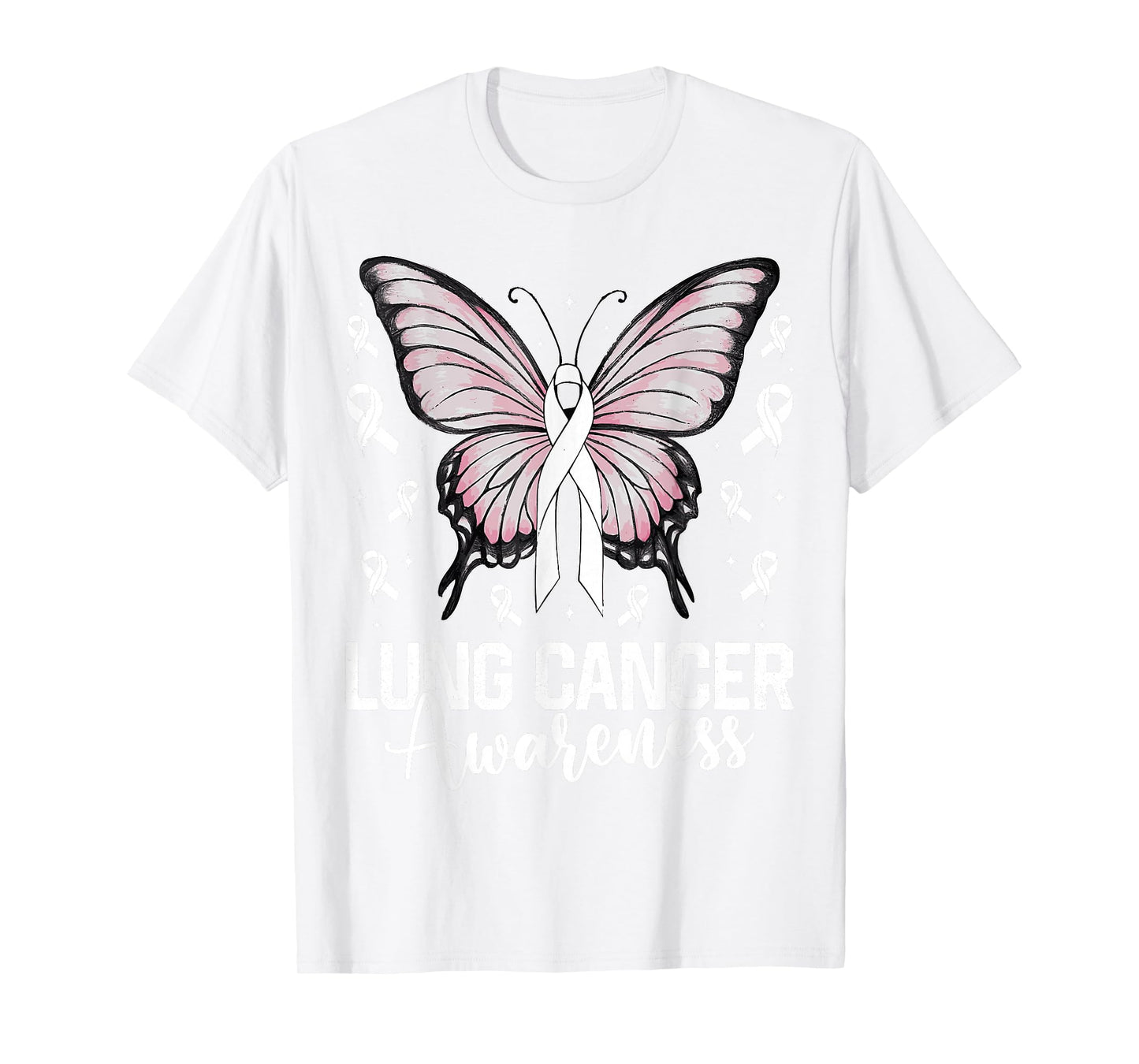 Lung Cancer Awareness Butterfly Ribbon Cancer Support T-Shirt