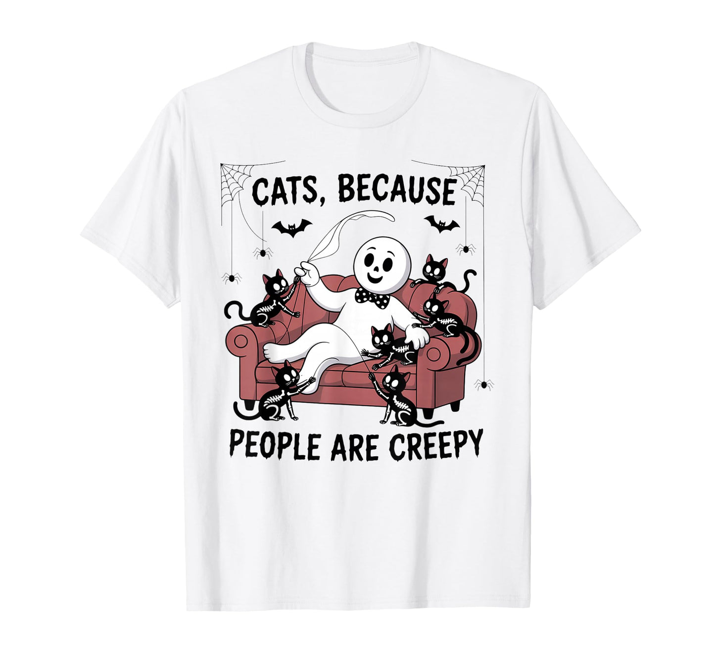 Cats Because People are Creepy Ghost Halloween Cat Mom Kids T-Shirt