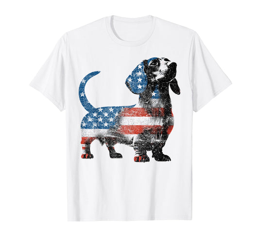 Patriotic Dachshund Dog Lovers American Flag 4th of July Women Men T-Shirt