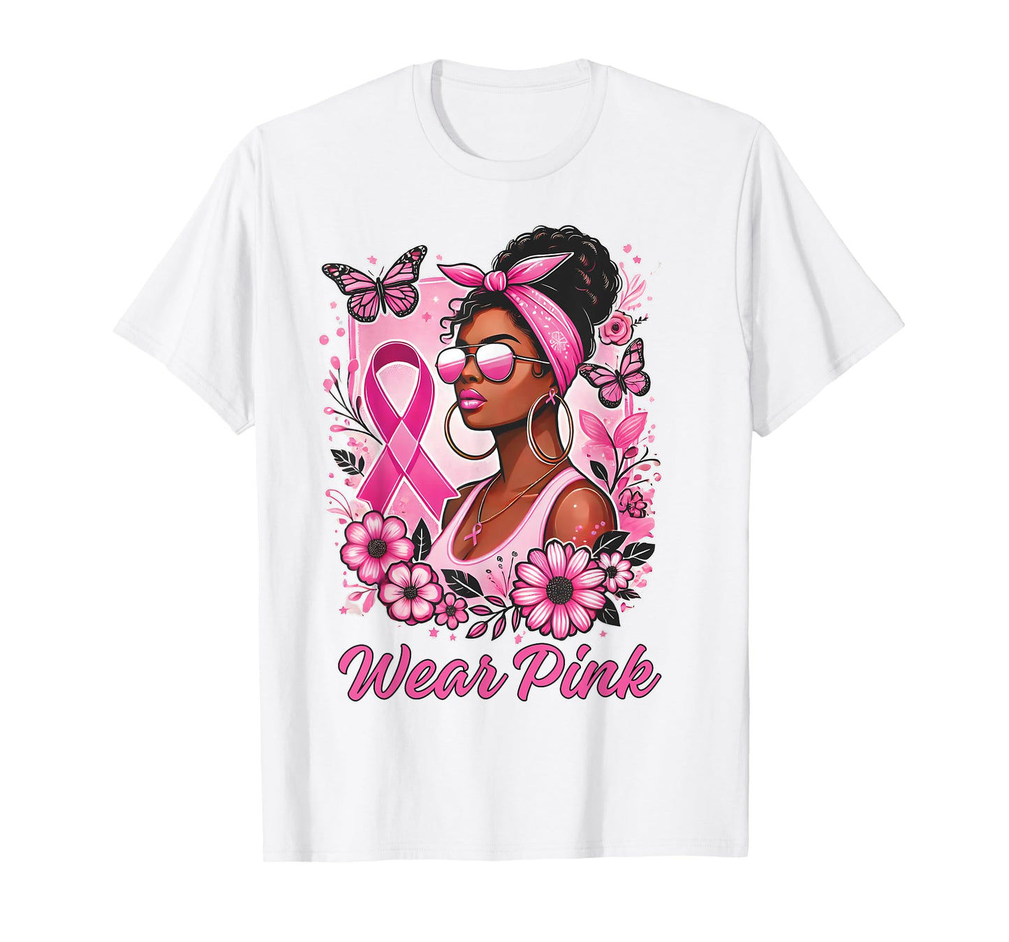 Breast cancer awareness Wear Pink African American support T-Shirt