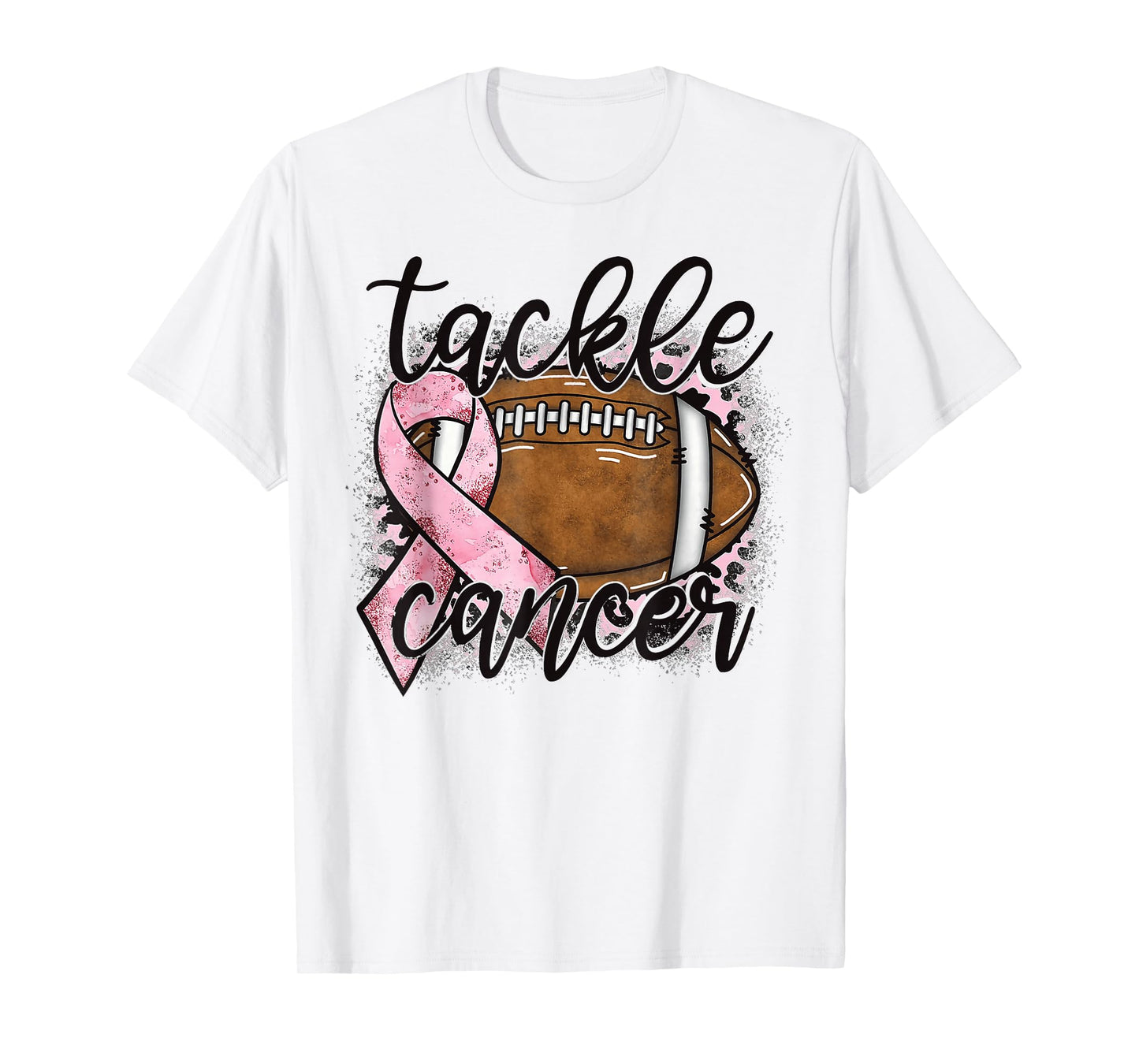Tackle Cancer Football Pink Ribbon Breast Cancer Awareness T-Shirt