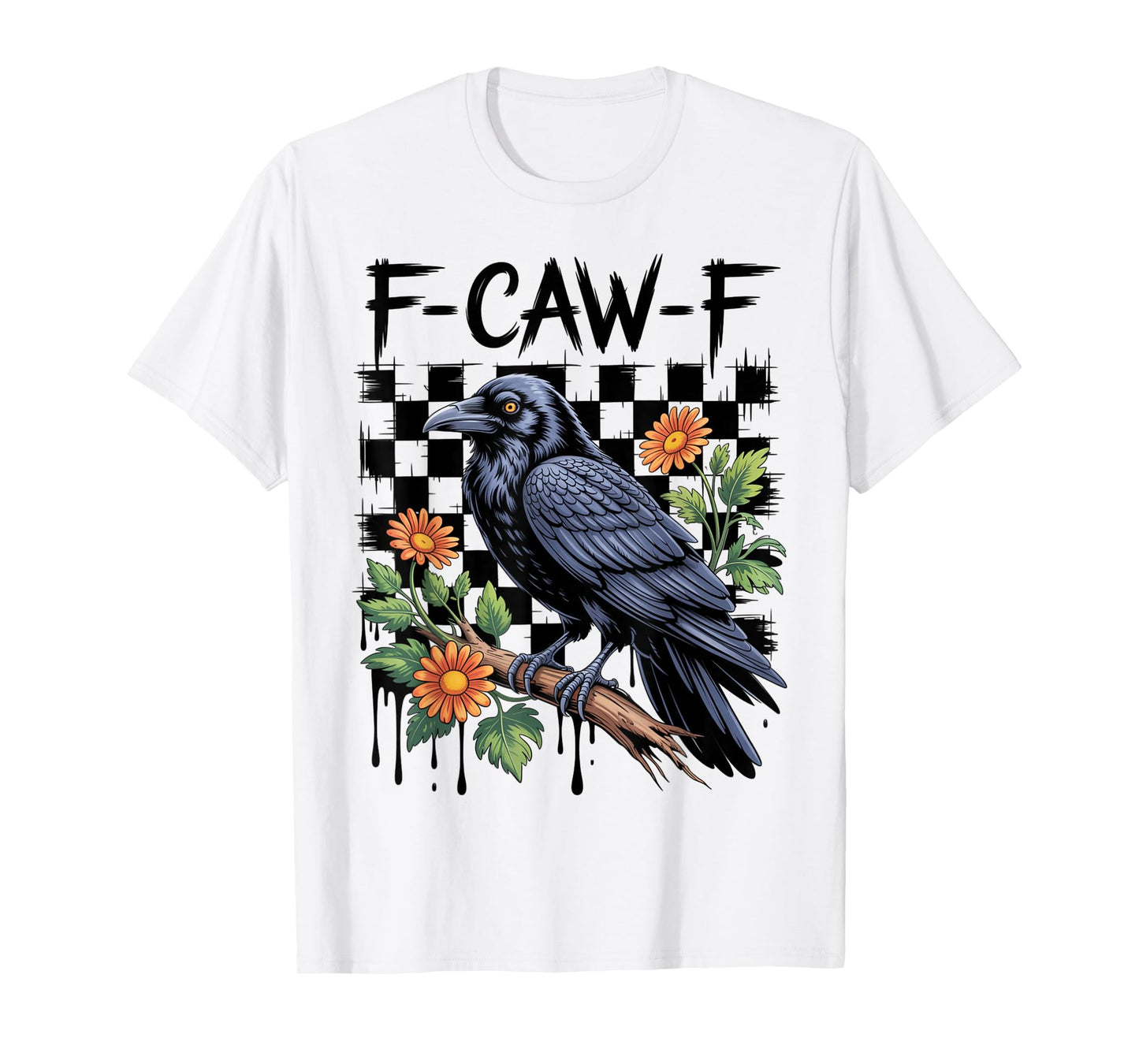 Black Crow F-Caw-F Funny Gothic Bird Moon Adult Humor T-Shirt