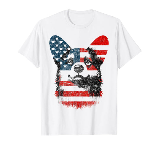 Patriotic Corgi Dog Lovers Cool American Flag 4th of July T-Shirt