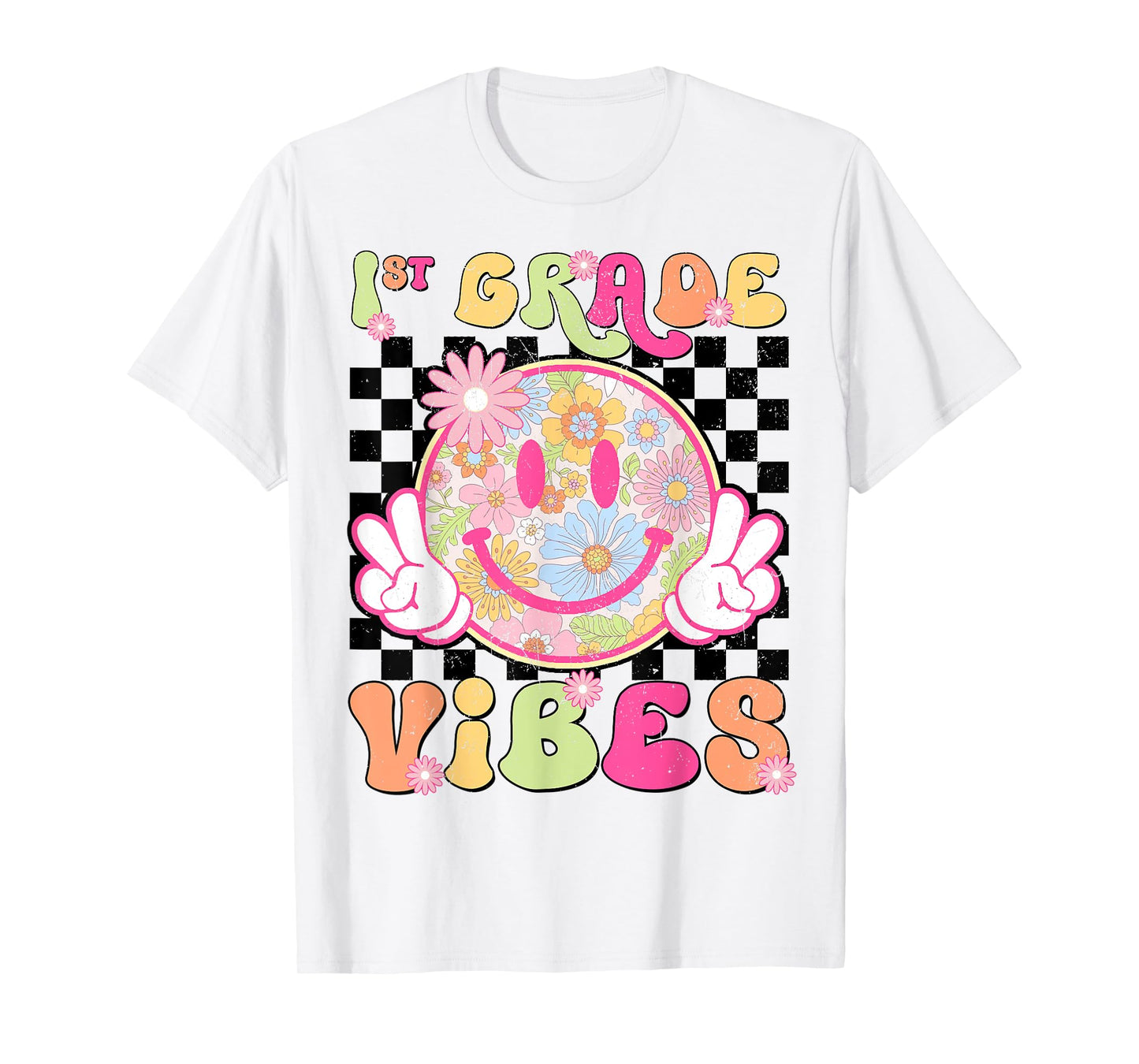Groovy 1st Grade Vibes First Day Of School Teacher Girls T-Shirt