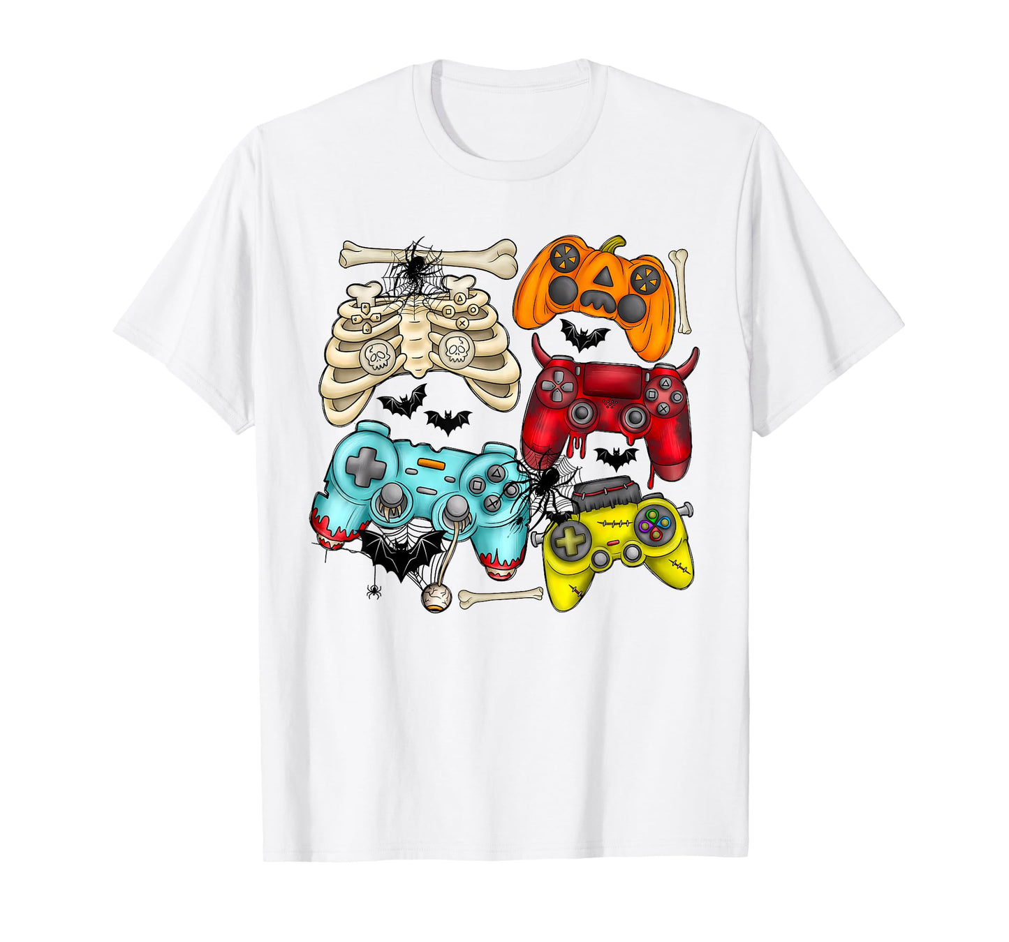 Halloween Skeleton Zombie Gaming Controllers Mummy Boys Kids T-Shirt