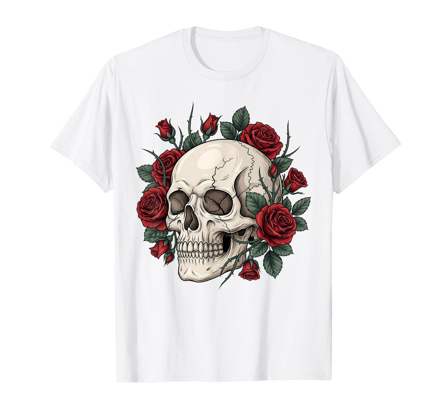 Rose Skeleton Skull Flower Gothic Halloween Costume Floral T-Shirt