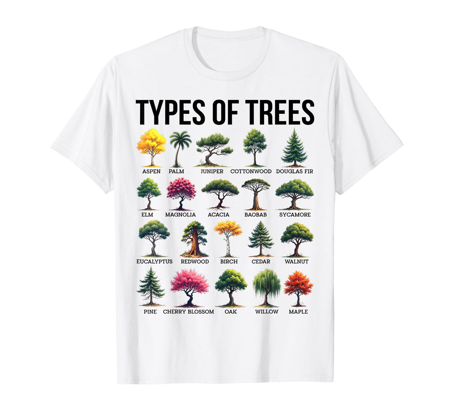 Types Of Trees Different Tree Species Dendrology Environment T-Shirt