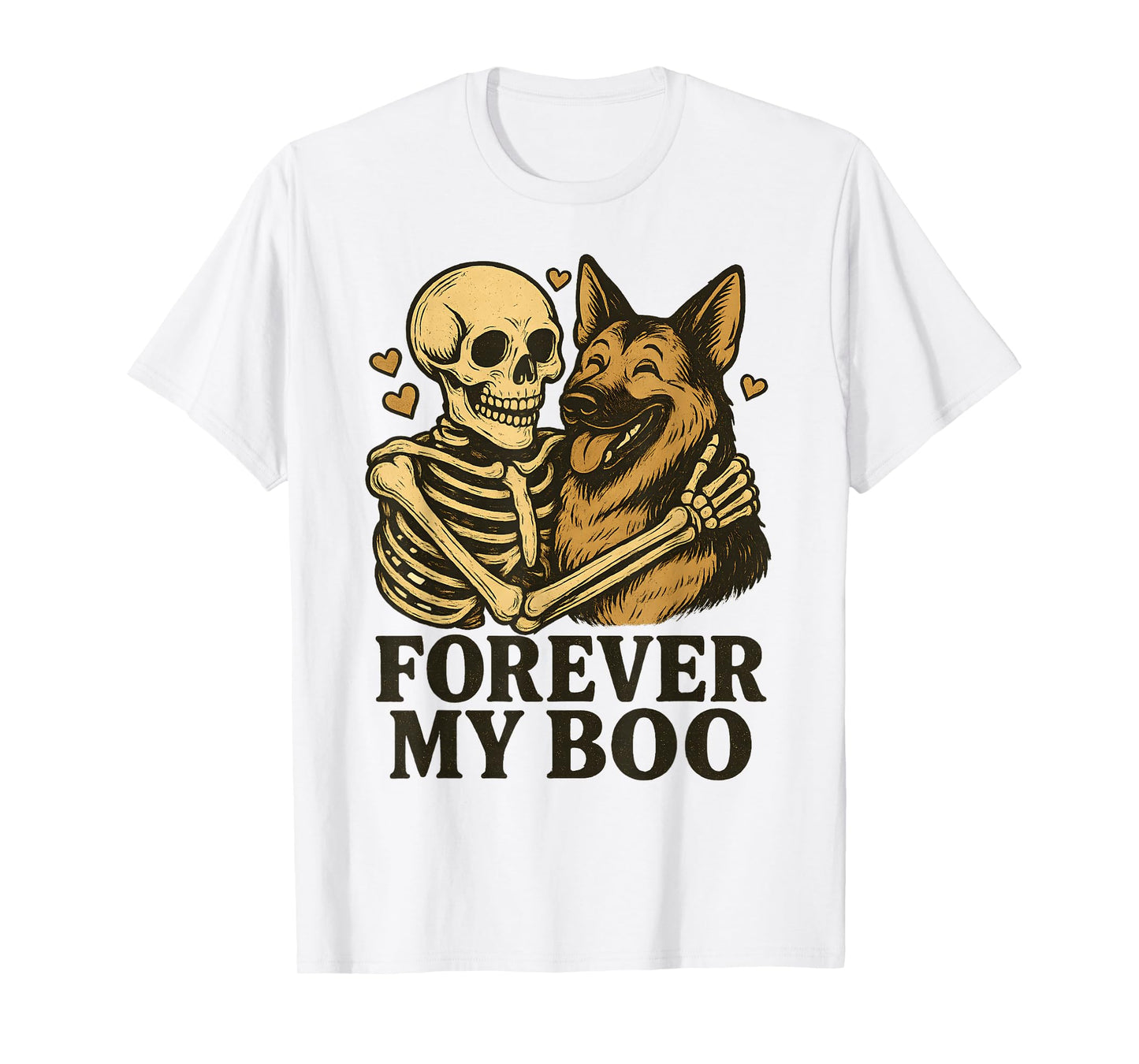 Forever My Boo Halloween Skeleton with German Shepherd Lover T-Shirt