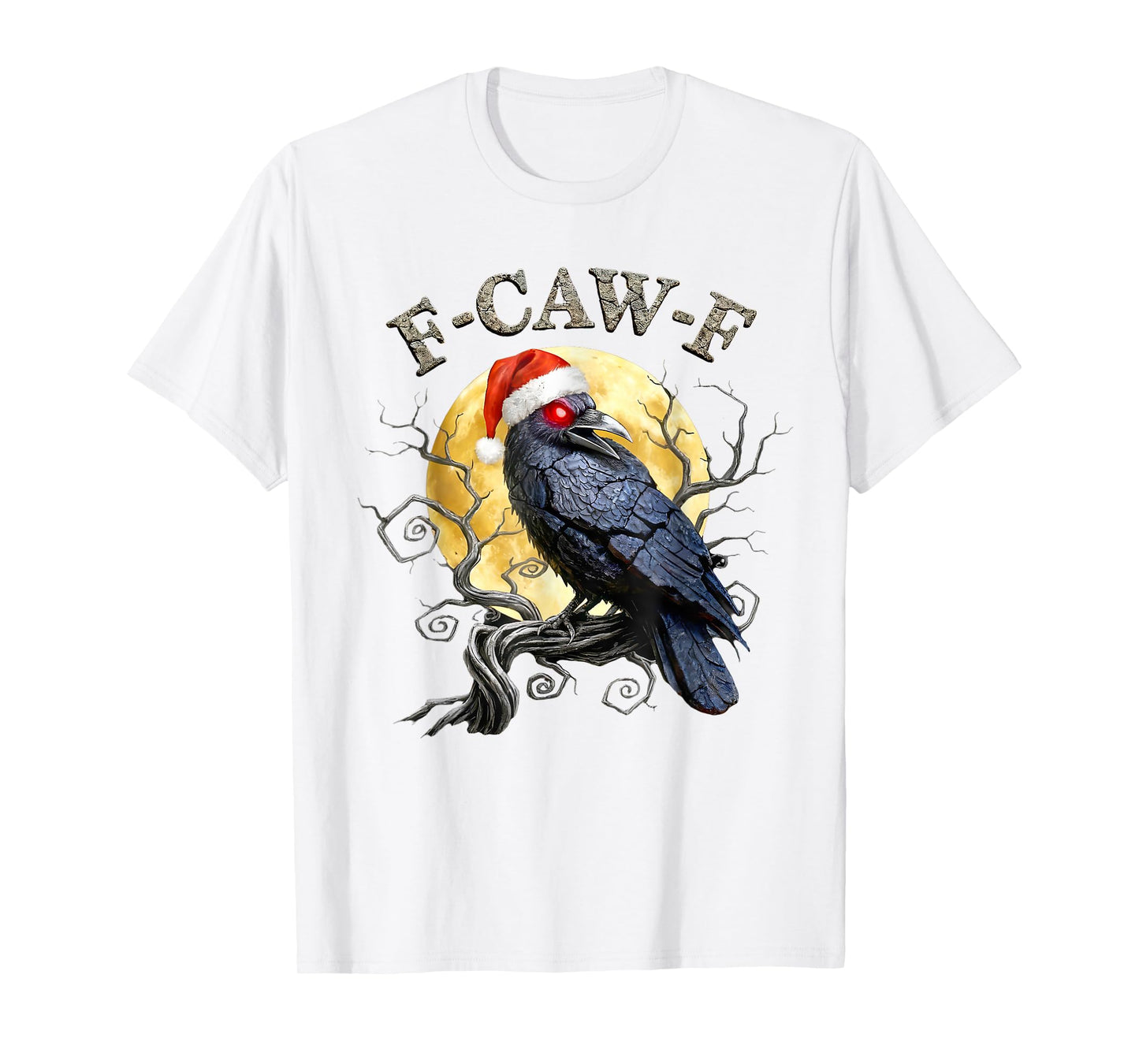 Funny Crow F-CAW-F Black Bird, Gothic Christmas Santa Hat T-Shirt