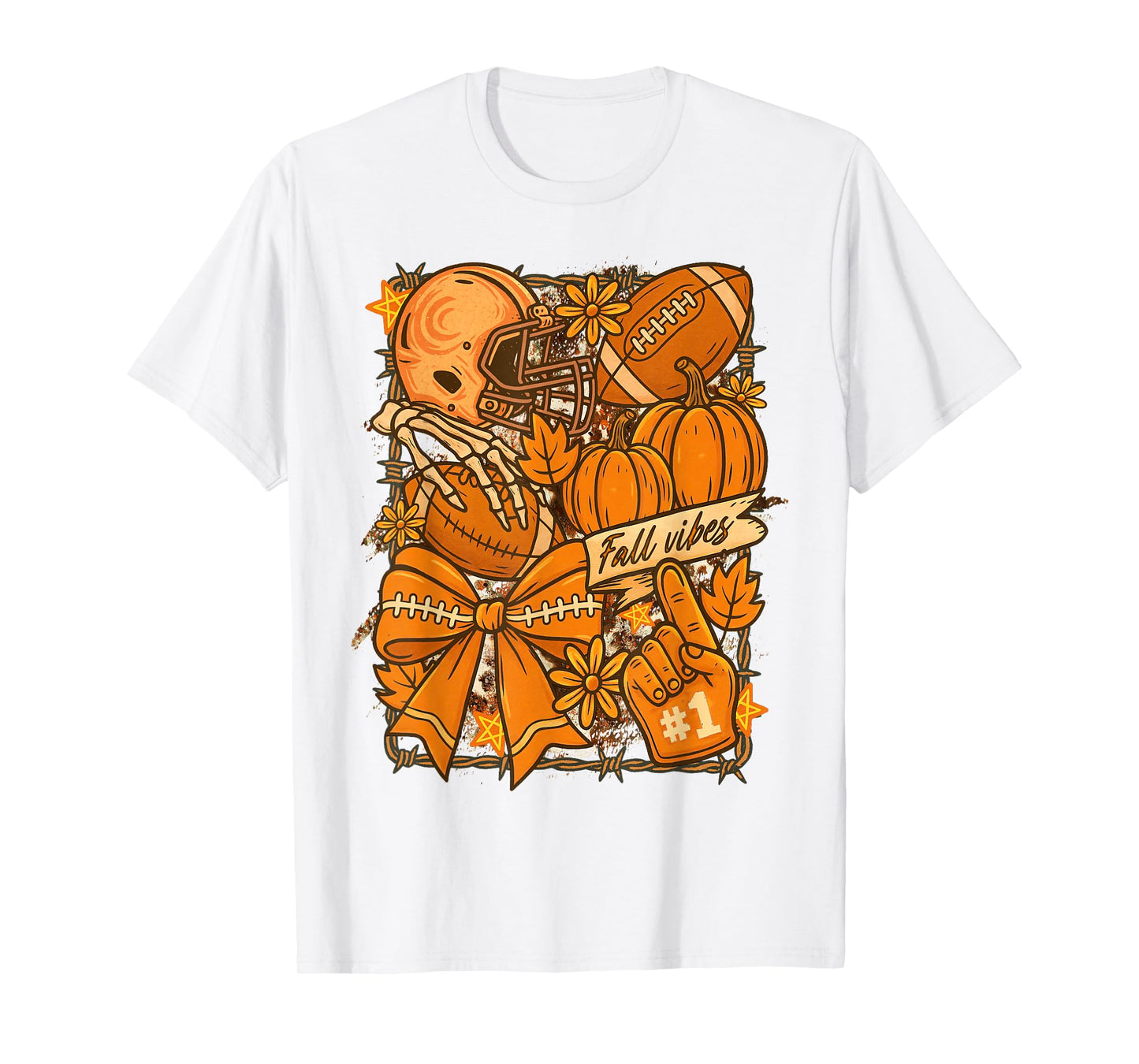 Fall Vibes Autumn Lover Football Cozy Season Thanksgiving T-Shirt