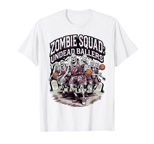 Zombie Squad Undead Ballers Halloween Basketball T-Shirt
